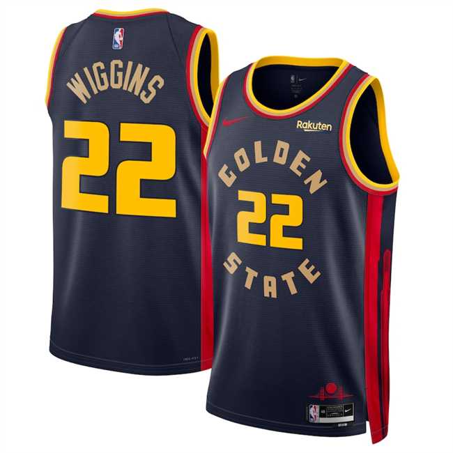 Mens Golden State Warriors #22 Andrew Wiggins Navy 2024-25 City Edition Stitched Jersey Dzhi